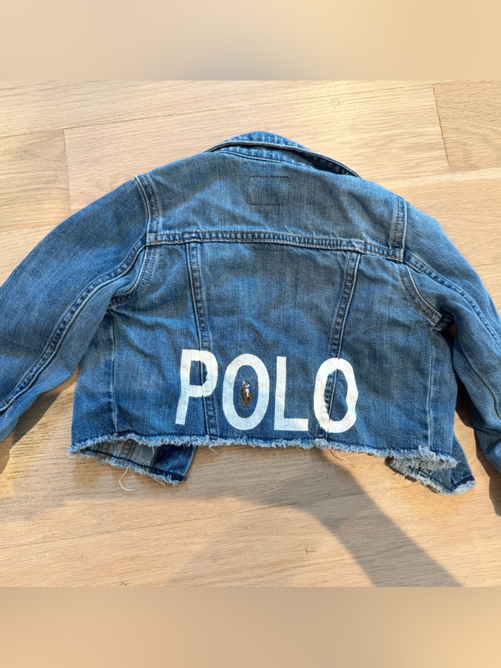 Ralph Lauren Girls Blue Denim Jacket with Raw-Hem